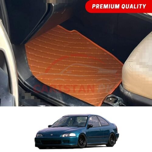 Honda Civic Dolphin Flat Style 7D Floor Mats Royal Orange