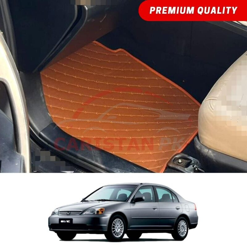Honda Civic Flat Style 7D Floor Mats Royal Orange 2001-05 Honda Civic Flat Style 7D Floor Mats Royal Orange 2001-05