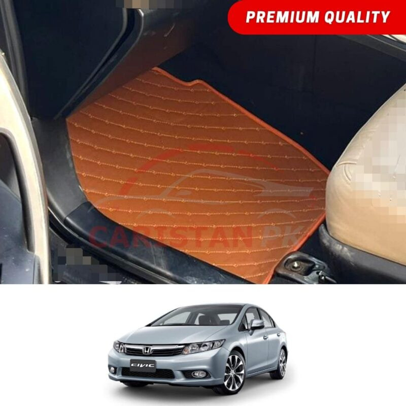 Honda Civic Flat Style 7D Floor Mats Royal Orange 2012-15 Honda Civic Flat Style 7D Floor Mats Royal Orange 2012-15