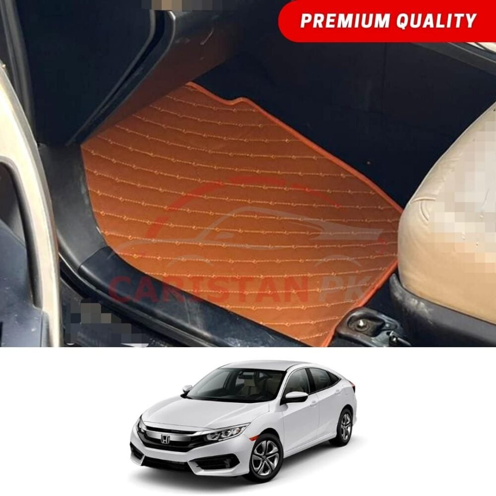 Honda Civic Flat Style 7D Floor Mats Royal Orange 2016-21 Honda Civic Flat Style 7D Floor Mats Royal Orange 2016-21