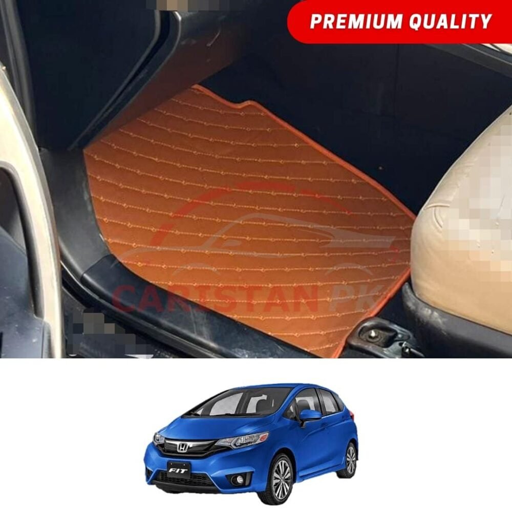 Honda Fit Flat Style 7D Floor Mats Royal Orange 2014-19 Honda Fit Flat Style 7D Floor Mats Royal Orange 2014-19