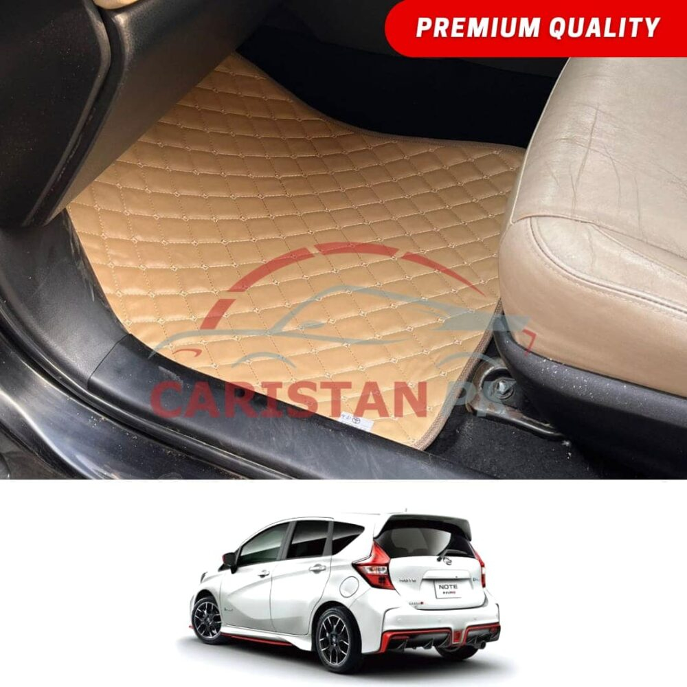 Nissan Note Flat Style 7D Floor Mats Beige Stitch