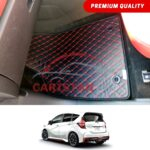 Nissan Note Flat Style 7D Floor Mats Black With Red Stitch