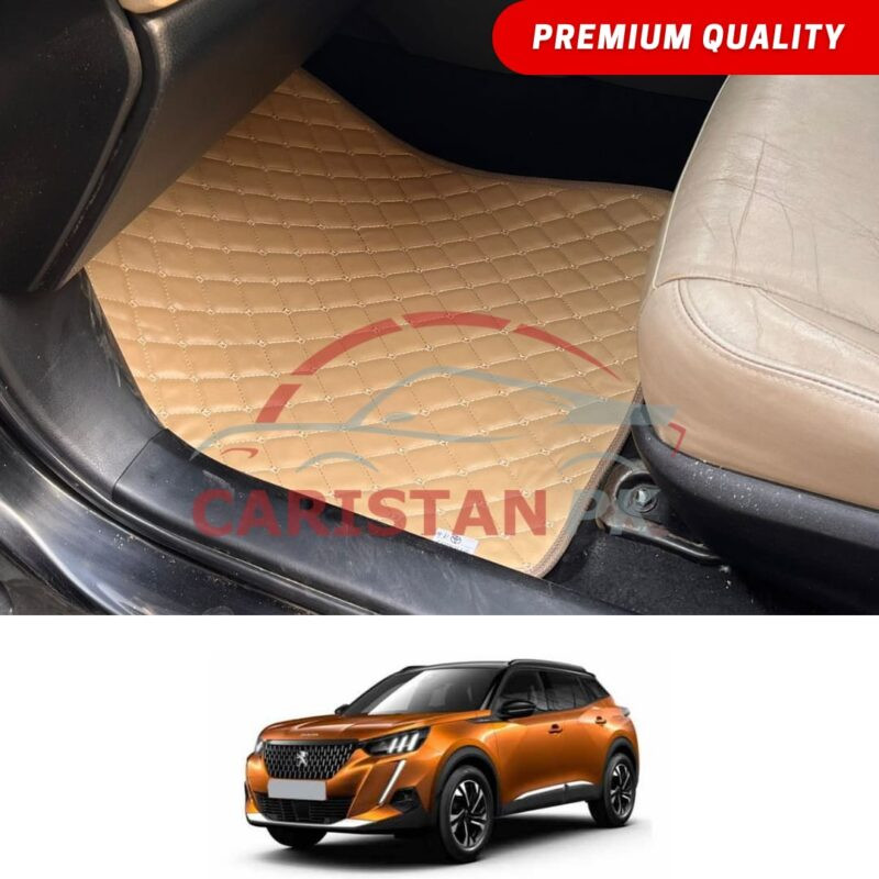 Peugeot 2008 Active Flat Style 7D Floor Mats Beige Stitch Peugeot 2008 Active Flat Style 7D Floor Mats Beige Stitch