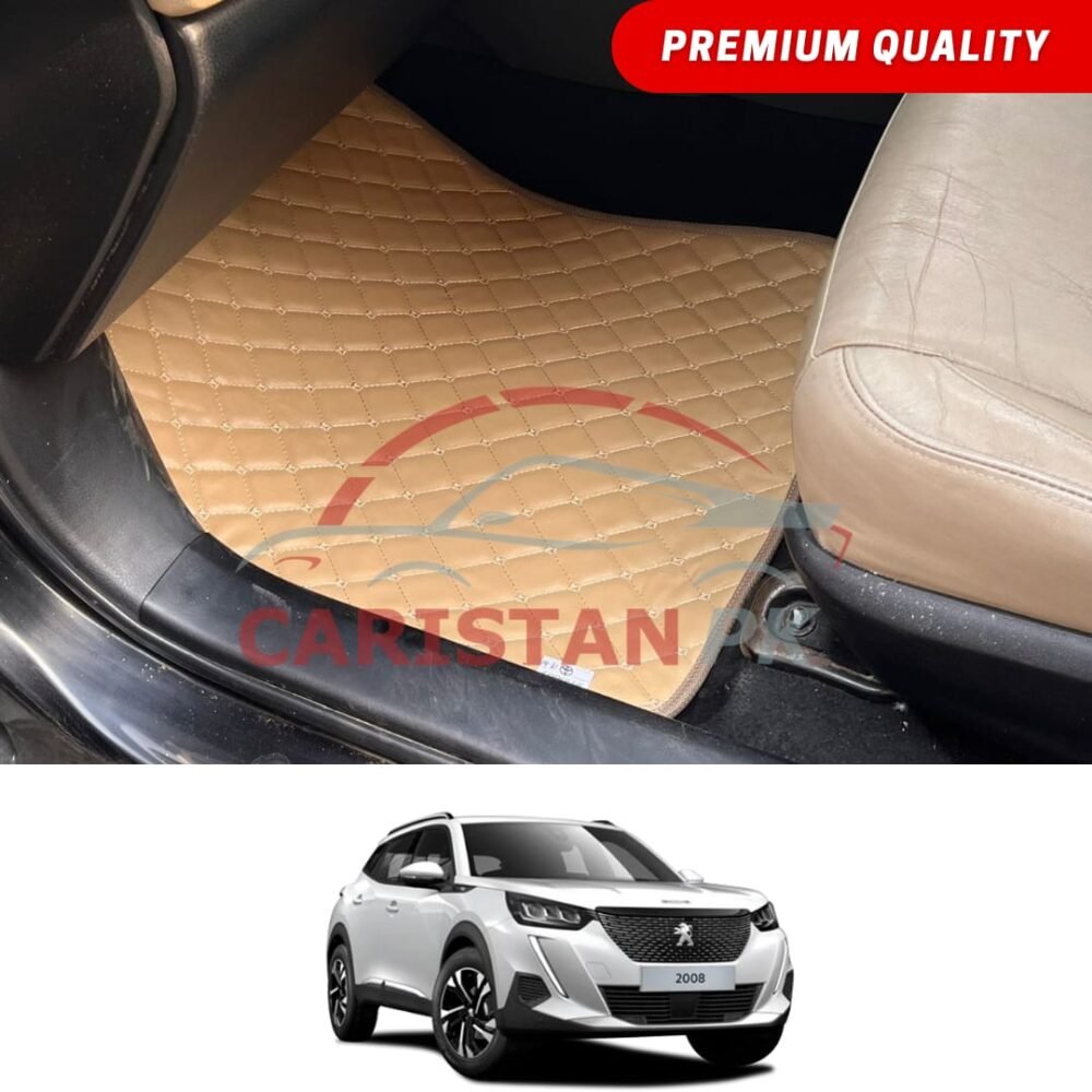 Peugeot 2008 Allure Flat Style 7D Floor Mats Beige Stitch Peugeot 2008 Allure Flat Style 7D Floor Mats Beige Stitch