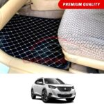 Peugeot 2008 Allure Flat Style 7D Floor Mats Black With Beige Stitch