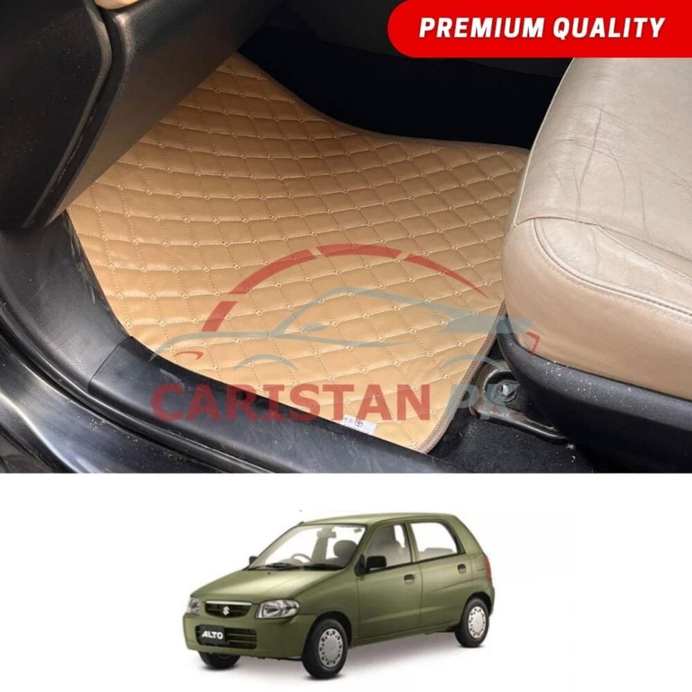 Suzuki Alto Flat Style 7D Floor Mats Beige Stitch 2000-08 Suzuki Alto Flat Style 7D Floor Mats Beige Stitch 2000-08