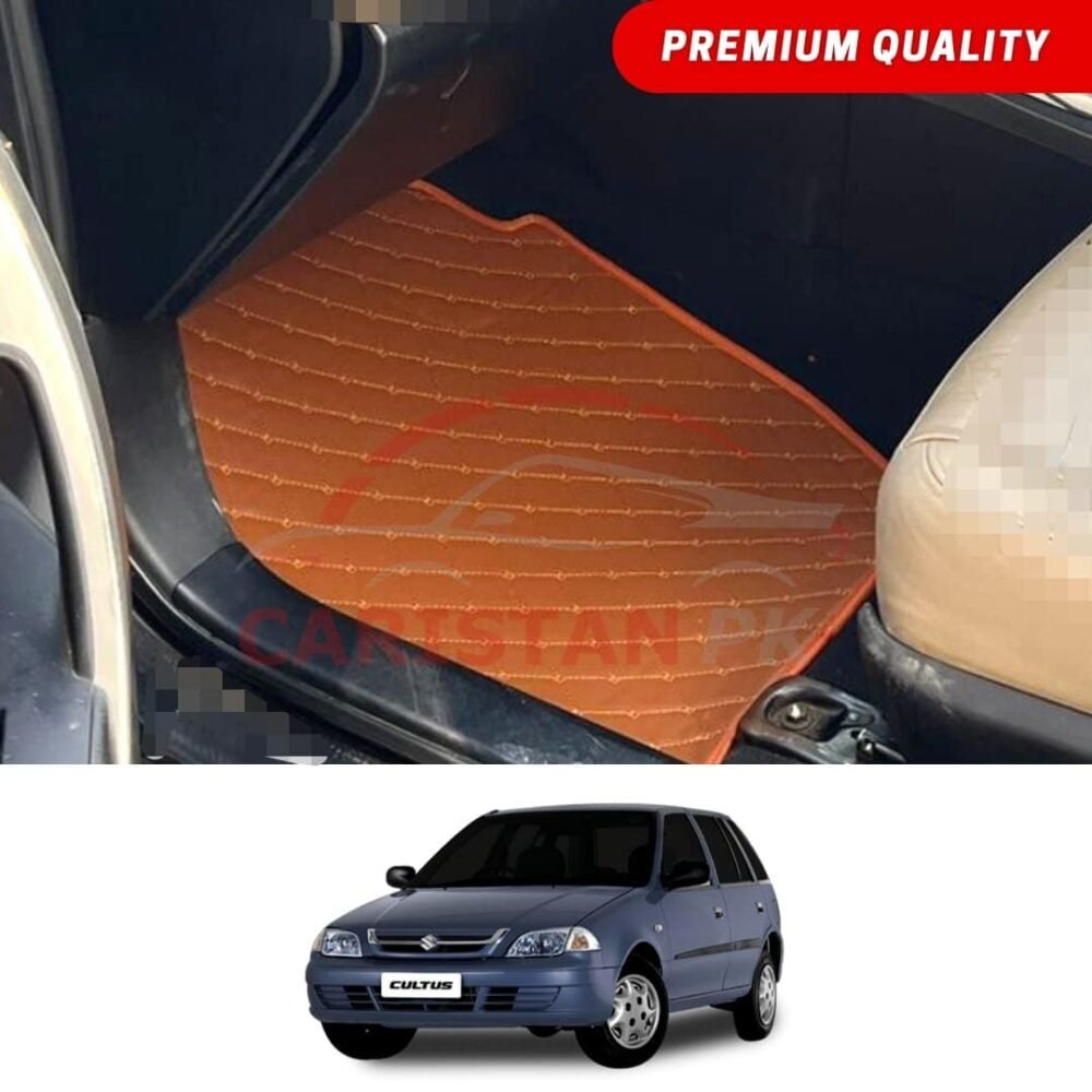 Suzuki Cultus Flat Style 7D Floor Mats Royal Orange 2002-16 Suzuki Cultus Flat Style 7D Floor Mats Royal Orange 2002-16