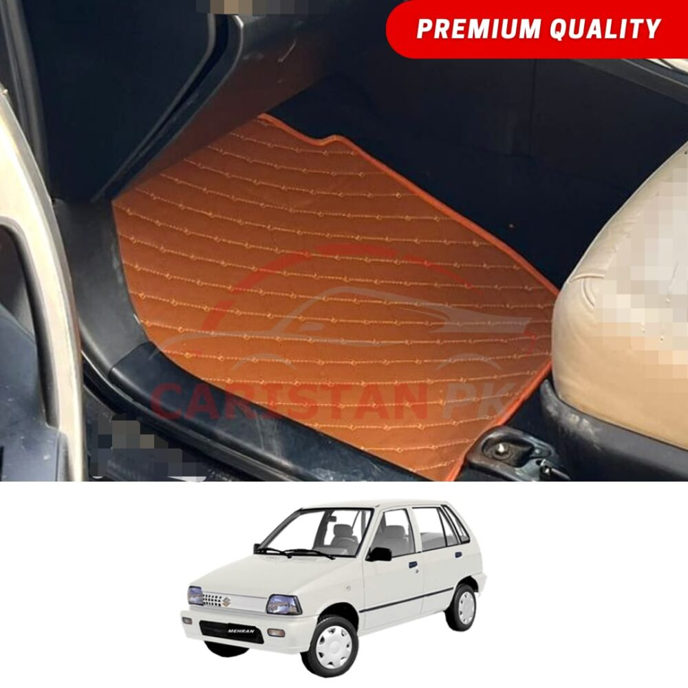 Suzuki Mehran Flat Style 7D Floor Mats Royal Orange