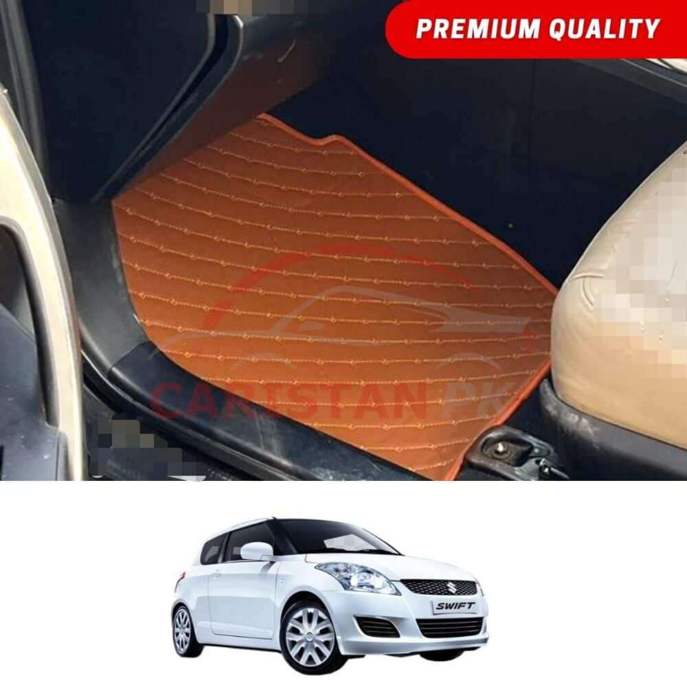 Suzuki Swift Flat Style 7D Floor Mats Royal Orange 2007-21