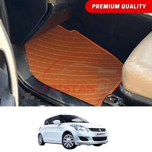Suzuki Swift Flat Style 7D Floor Mats Royal Orange 2007-21