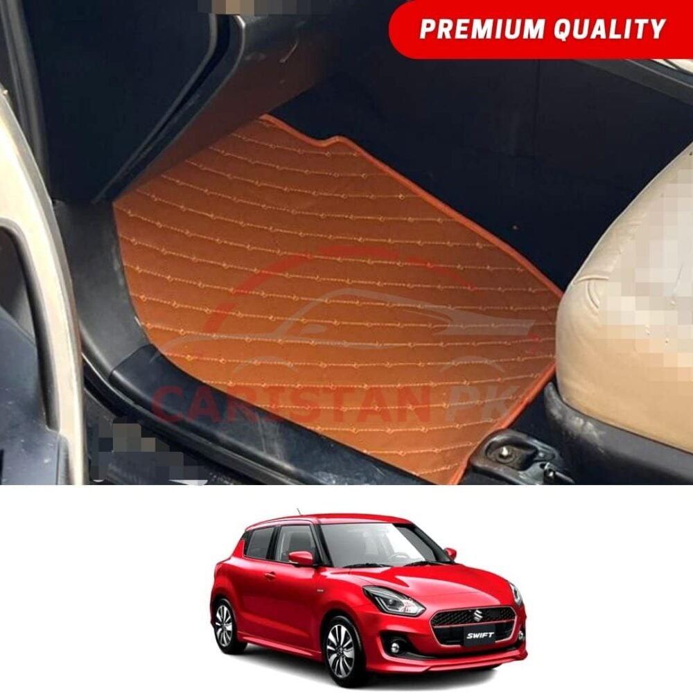 Suzuki Swift Flat Style 7D Floor Mats Royal Orange 2022 Model & Onwards