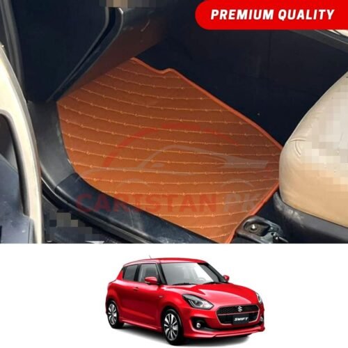 Suzuki Swift Flat Style 7D Floor Mats Royal Orange 2022 Model & Onwards