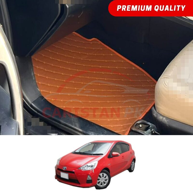 Toyota Aqua Flat Style 7D Floor Mats Royal Orange 2011-16 Toyota Aqua Flat Style 7D Floor Mats Royal Orange 2011-16