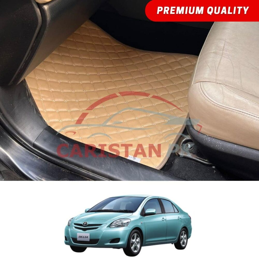 Toyota Belta Flat Style 7D Floor Mats Beige Stitch 2006-15 Model
