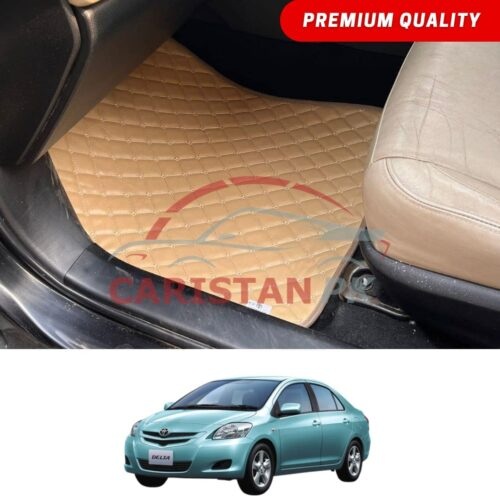 Toyota Belta Flat Style 7D Floor Mats Beige Stitch 2006-15 Model