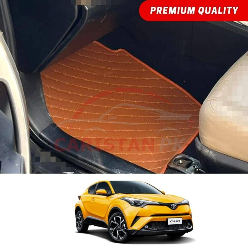 Toyota CHR Flat Style 7D Floor Mats Royal Orange