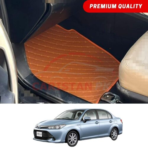 Toyota Corolla Axio Flat Style 7D Floor Mats Royal Orange 2014-25