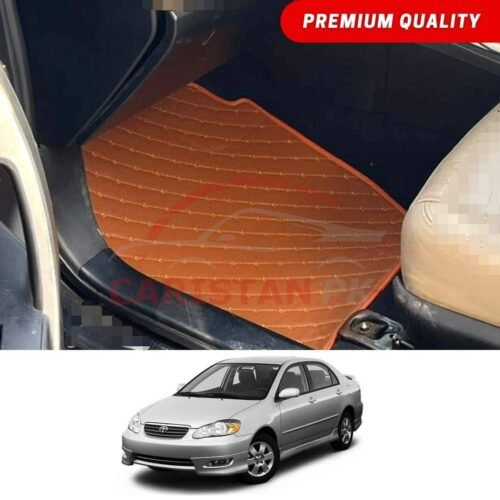 Toyota Corolla Flat Style 7D Floor Mats Royal Orange 2002-08