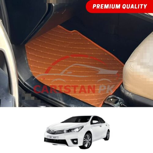 Toyota Corolla Flat Style 7D Floor Mats Royal Orange 2014-16