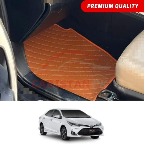 Toyota Corolla Flat Style 7D Floor Mats Royal Orange 2017-26