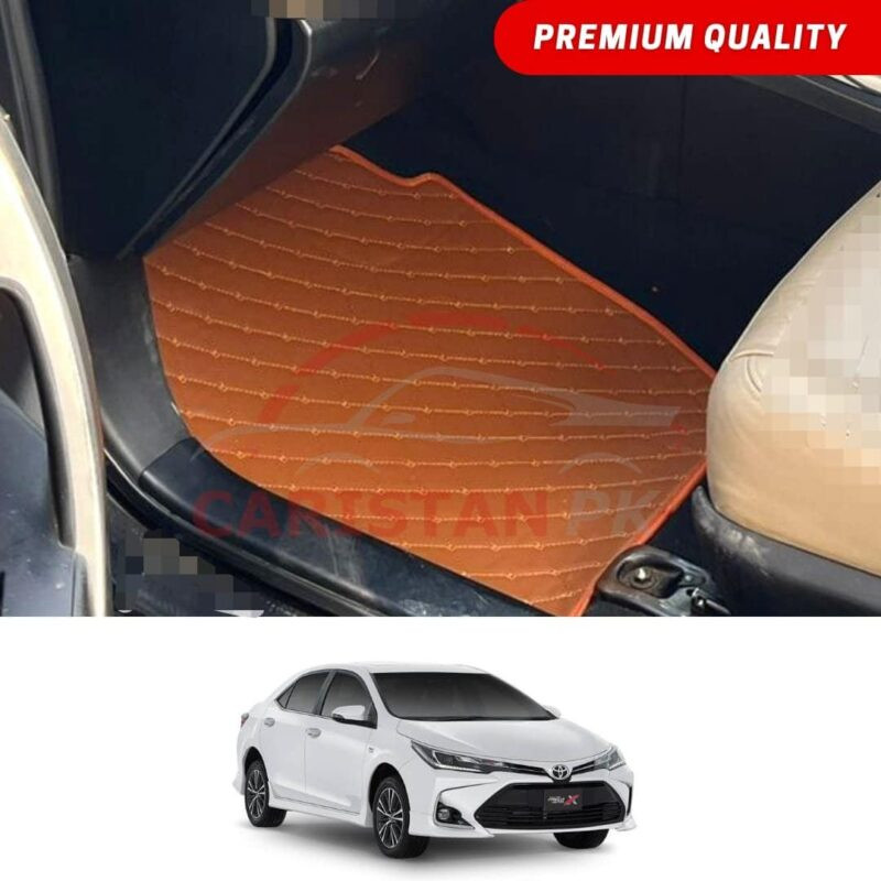 Toyota Corolla Flat Style 7D Floor Mats Royal Orange 2017-26
