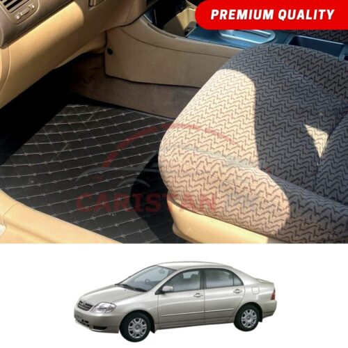 Toyota Corolla X Flat Style 7D Floor Mats Black 2002-05