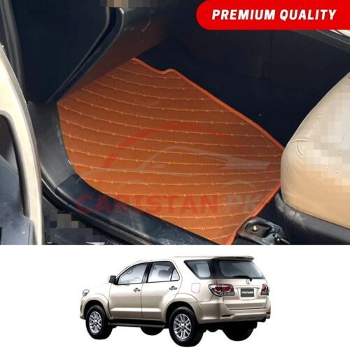 Toyota Fortuner Flat Style 7D Floor Mats Royal Orange 2005-15