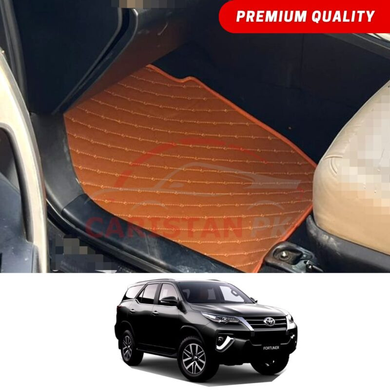 Toyota Fortuner Flat Style 7D Floor Mats Royal Orange 2016-25 Toyota Fortuner Flat Style 7D Floor Mats Royal Orange 2016-25