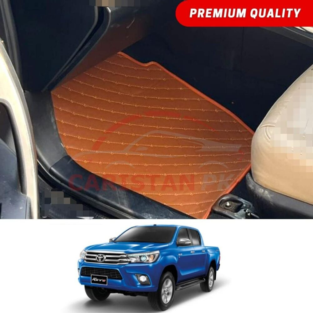 Toyota Hilux Revo Flat Style 7D Floor Mats Royal Orange