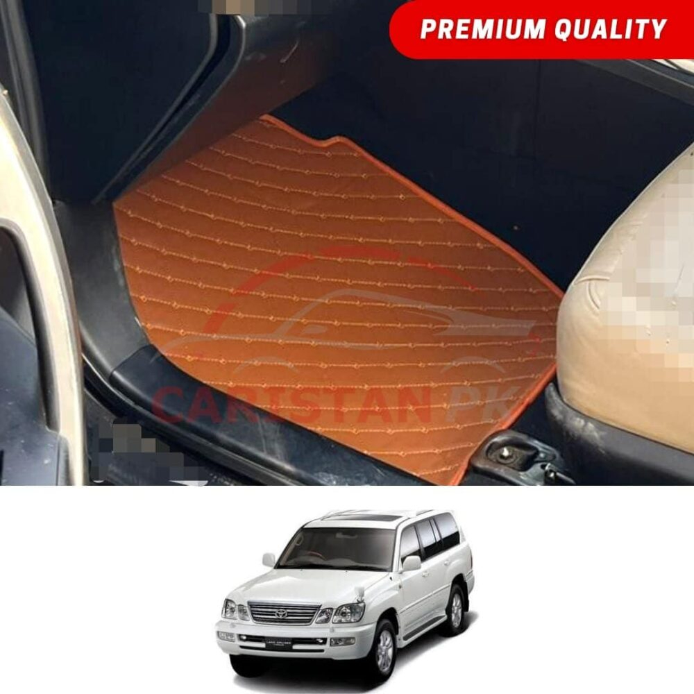 Toyota Land Cruiser Flat Style 7D Floor Mats Royal Orange 2003-2008
