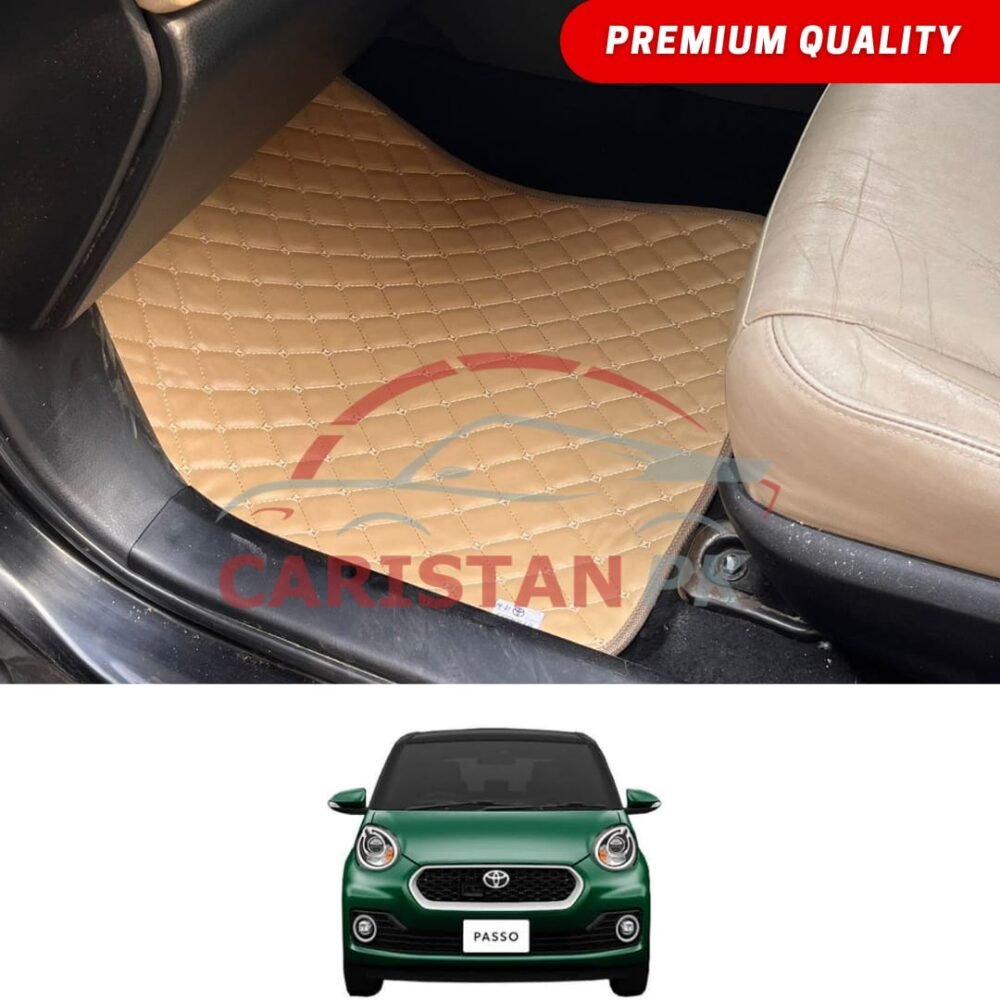 Toyota Passo Flat Style 7D Floor Mats Beige Stitch 2017-23 Toyota Passo Flat Style 7D Floor Mats Beige Stitch 2017-23