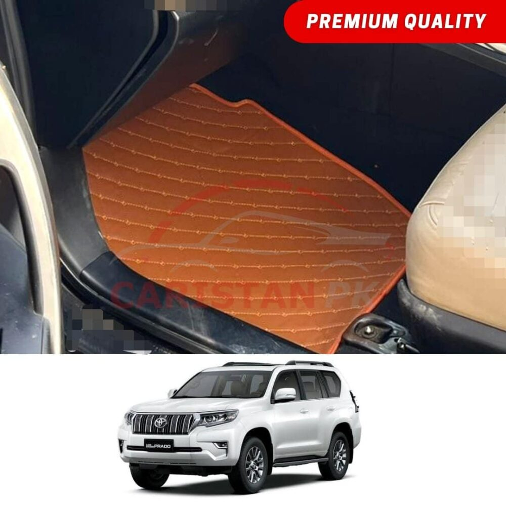 Toyota Prado Flat Style 7D Floor Mats Royal Orange 2010-21
