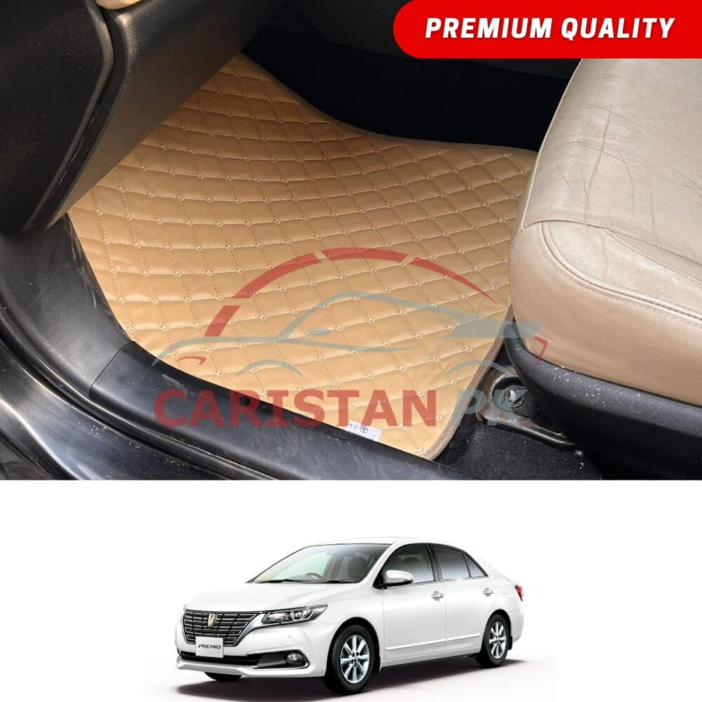 Toyota Premio Flat Style 7D Floor Mats Beige Stitch 2016-20