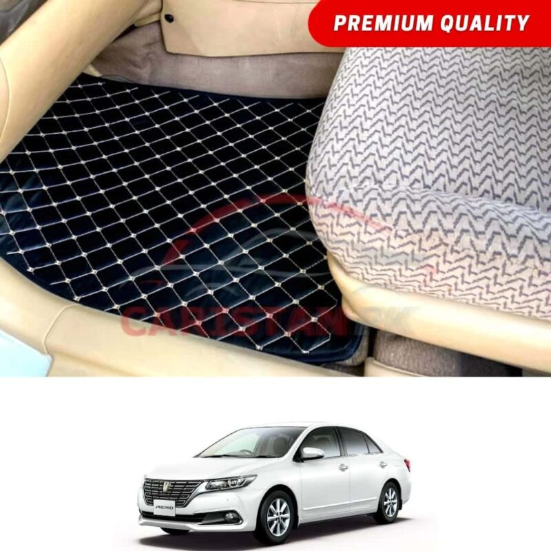 Toyota Premio Flat Style 7D Floor Mats Black With Beige Stitch 2016-20 Model Toyota Premio Flat Style 7D Floor Mats Black With Beige Stitch 2016-20 Model