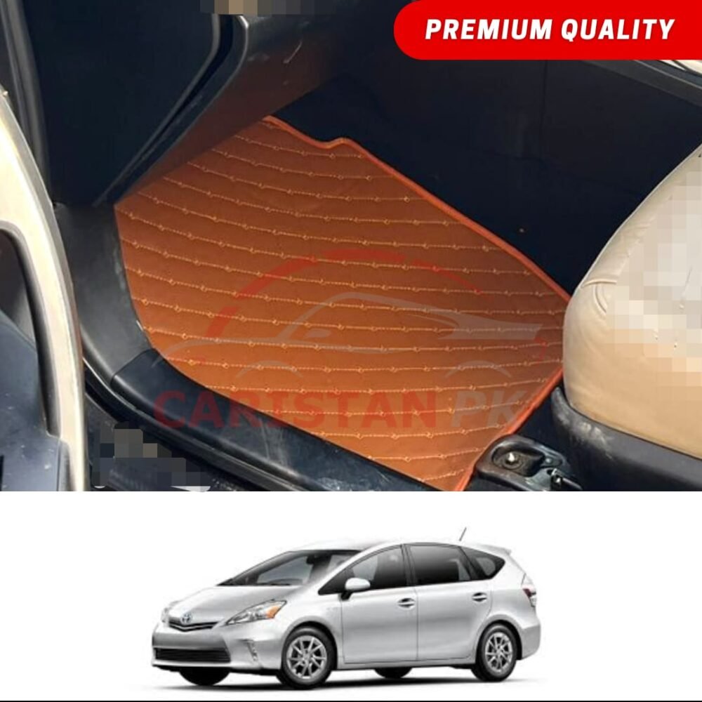 Toyota Prius Alpha Flat Style 7D Floor Mats Royal Orange 2009-14 Toyota Prius Alpha Flat Style 7D Floor Mats Royal Orange 2009-14
