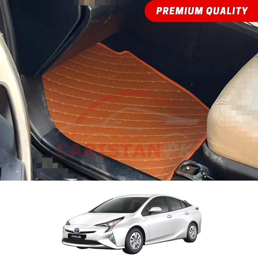 Toyota Prius Flat Style 7D Floor Mats Royal Orange 2018-21