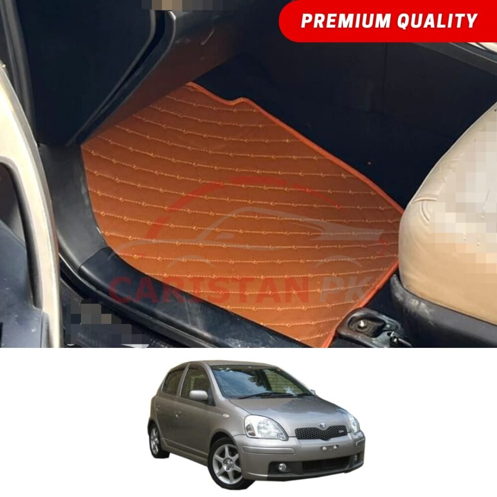 Toyota Vitz Flat Style 7D Floor Mats Royal Orange 2000-05 Toyota Vitz Flat Style 7D Floor Mats Royal Orange 2000-05