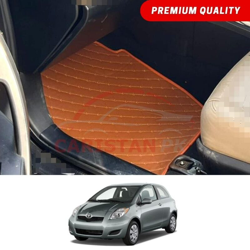 Toyota Vitz Flat Style 7D Floor Mats Royal Orange 2006-10 Toyota Vitz Flat Style 7D Floor Mats Royal Orange 2006-10