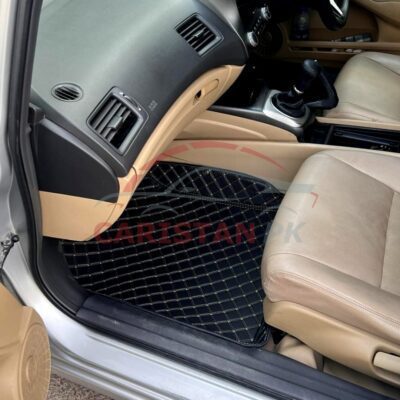 Honda Civic Reborn 7D Floor Mats Black With Beige Stitch