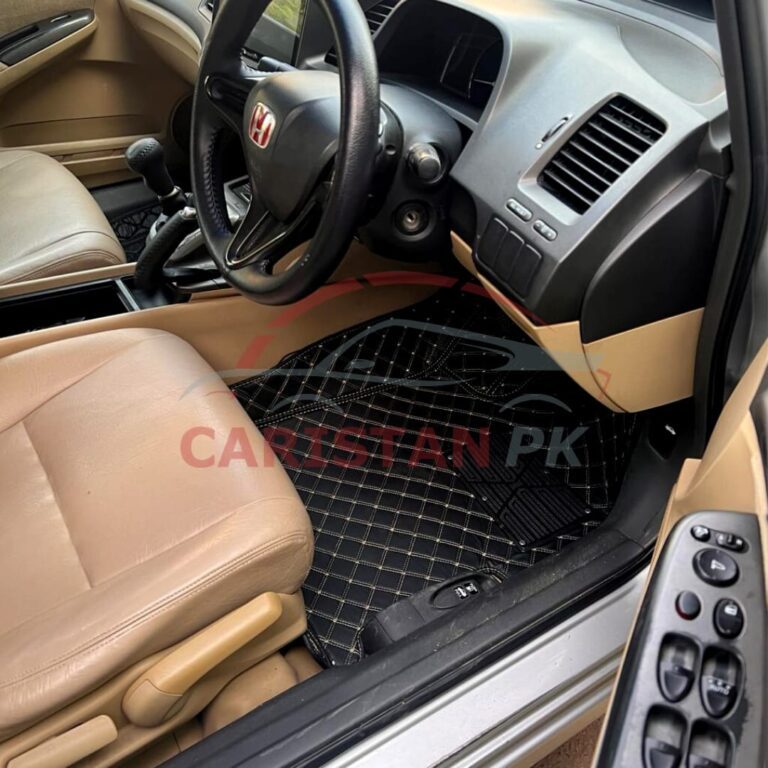 Honda Civic Reborn 7D Floor Mats Black With Beige Stitch 2