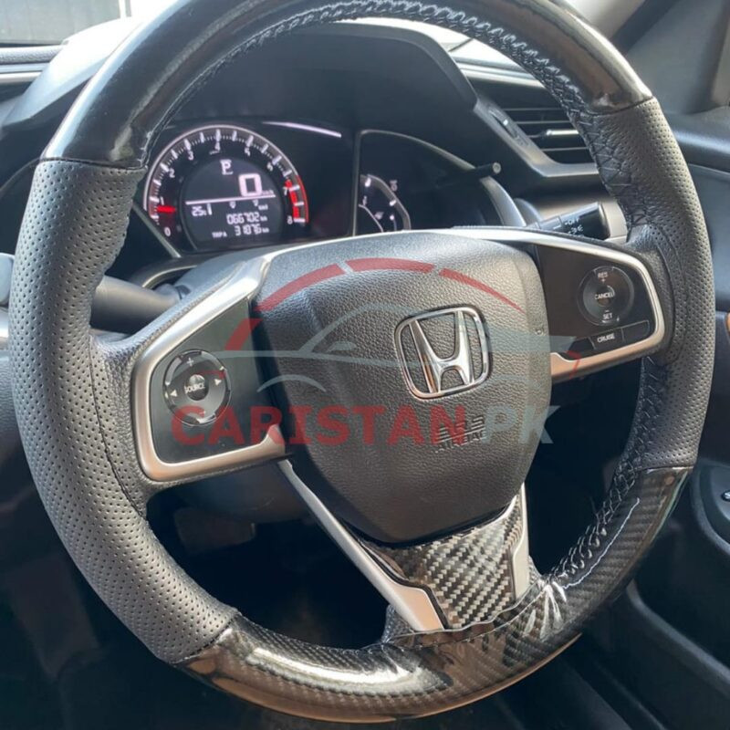 Honda Civic Carbon Fiber Steering Trim 2016-21 Model Honda Civic Carbon Fiber Steering Trim 2016-21 Model