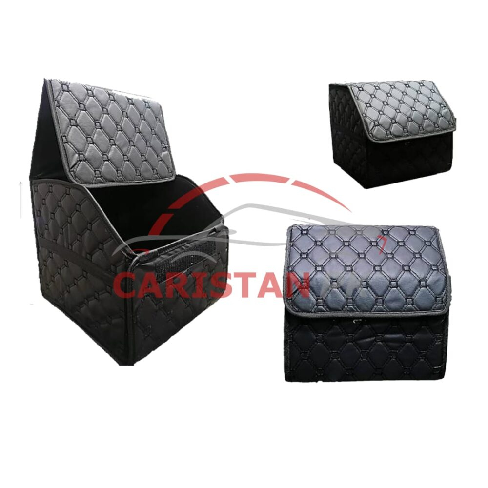 Premium Black Diamond Stitch Trunk Organizer Storage Box