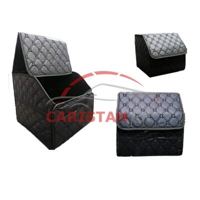 Premium Black Diamond Stitch Trunk Organizer Storage Box