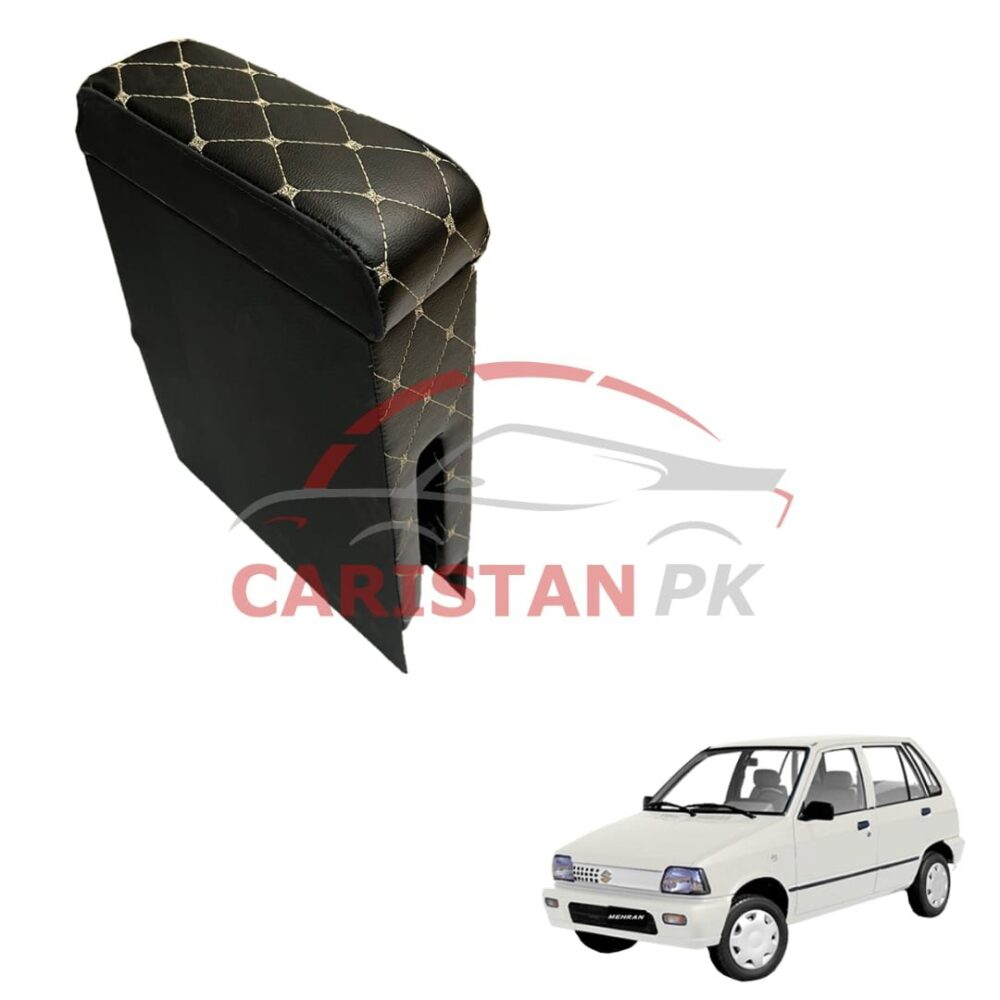 Suzuki Mehran Custom Fit Armrest Black With Beige Stitch Suzuki Mehran Custom Fit Armrest Black With Beige Stitch
