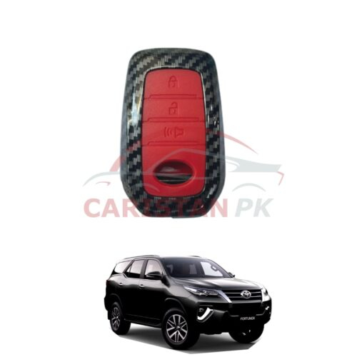 Toyota Fortuner Key Shell Key Case Carbon Fiber Red Button 2016-25