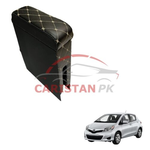 Toyota Vitz Custom Fit Armrest Black With Beige Stitch 2011-16