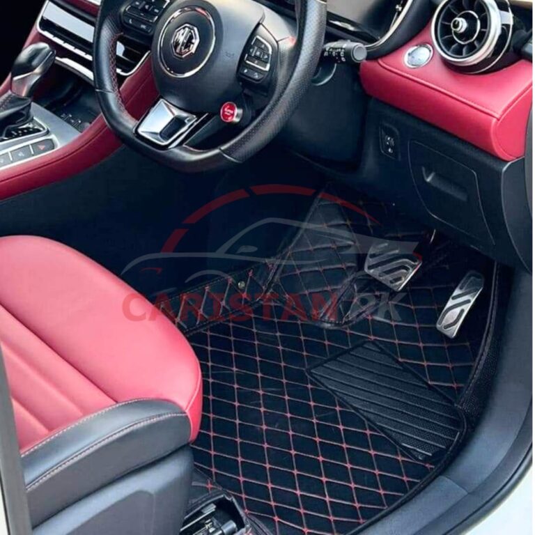 MG HS 7D Floor Mats Black With Red Stitch