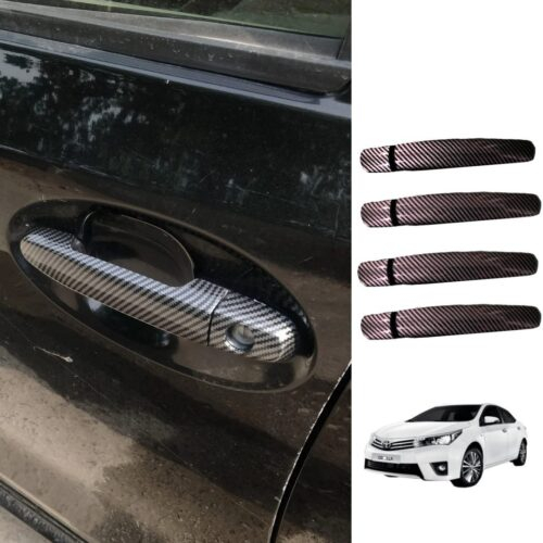 Toyota Corolla Black Carbon Fiber Handle Cover 2014-26