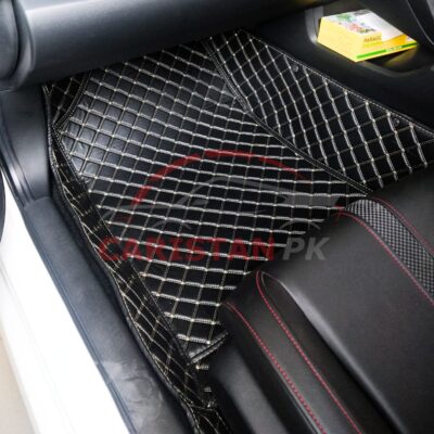 Toyota Hilux Revo 7D Floor Mats Black With Beige Stitch